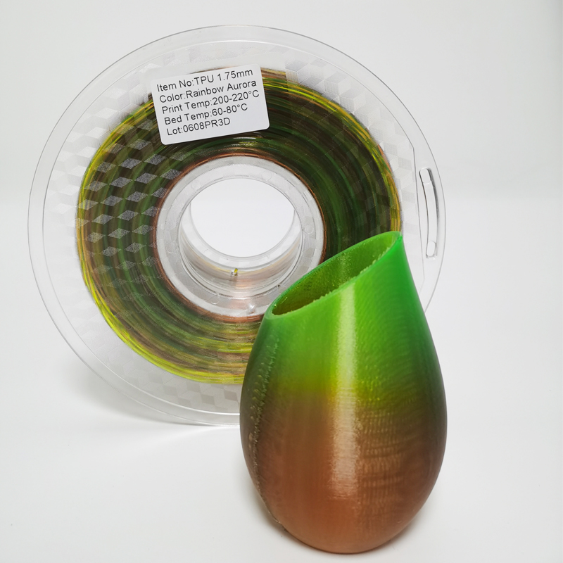 TPU rainbow filament 3d filament soft flexible1.75mm  fdm